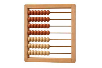 Classic wooden abacus displaying numbers, isolated on a transparent background, ready for compositing