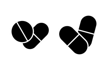 Pills icon vector illustration. capsule icon. Drug sign and symbol