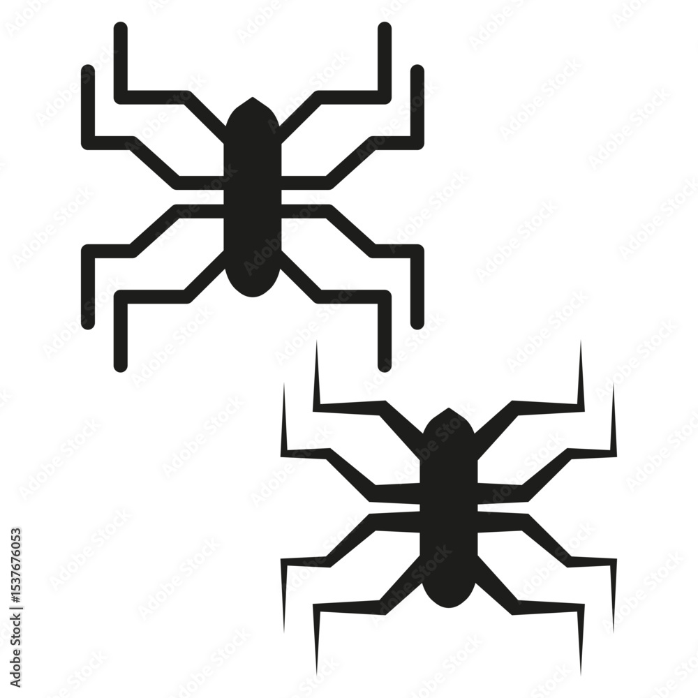 Poster bug shape icons. abstract insect design. robotic beetle forms. vector silhouette style