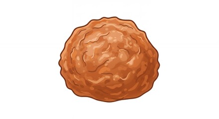 Round light brown meatball illustration