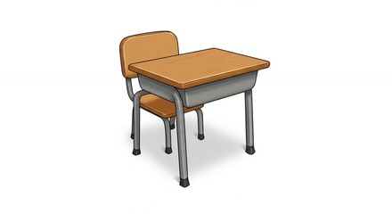 School desk and chair illustration