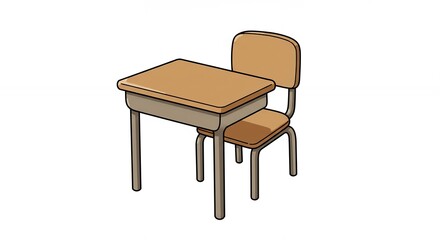 Fototapeta premium Simple school desk and chair illustration
