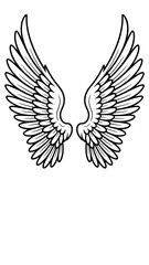 Obraz premium Detailed illustration of angel wings showcasing intricate feather design in black and white color scheme