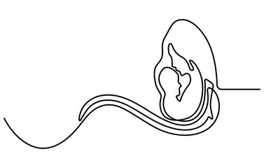 Happy Mother day card. Mother kissing baby. Continuous one line drawing. Woman hold her baby. Vector illustration