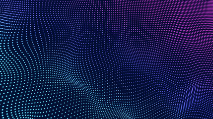 Colorful abstract digital wave with dotted patterns on black background