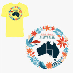 Abstract Illustration of Holiday in Australia. Ready to print t-shirt design. 