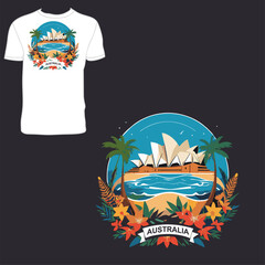 Abstract Illustration of Holiday in Australia. Ready to print t-shirt design. 
