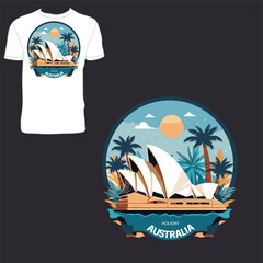 Abstract Illustration of Holiday in Australia. Ready to print t-shirt design. 