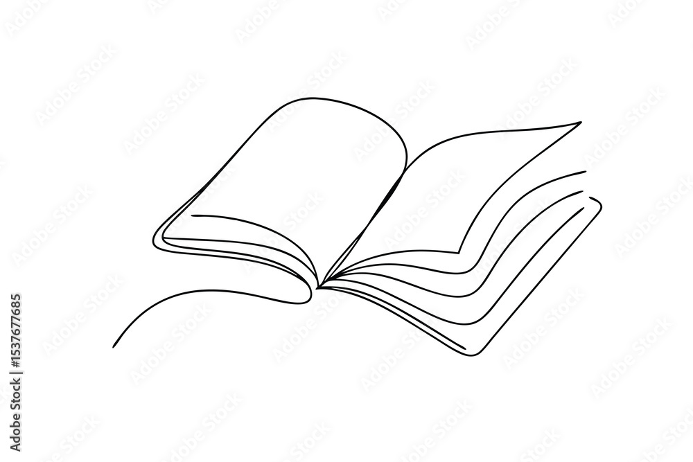 Poster open book continuous line art simple minimalist design