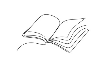 Open book continuous line art simple minimalist design