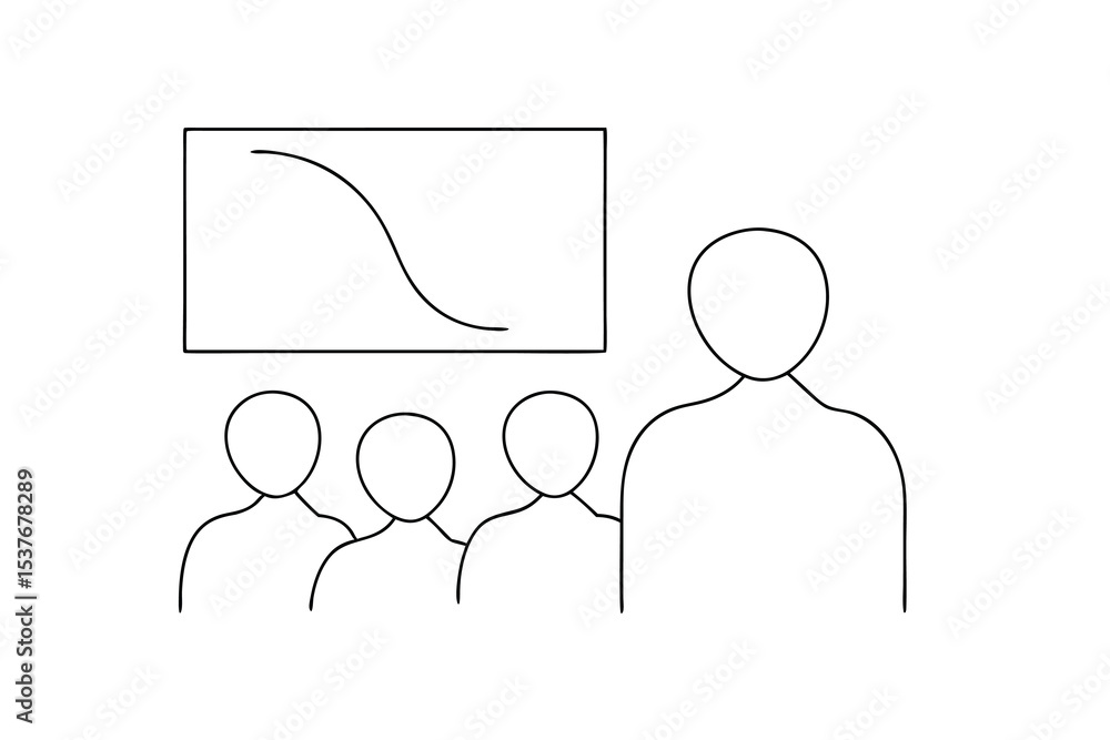 Poster simple continuous line art business presentation graph