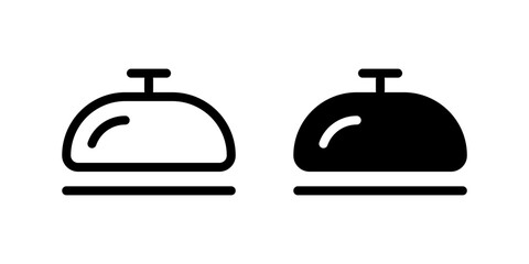 Bell Icon Set. A black icon of a bell, commonly used for service or reception alerts in hospitality.