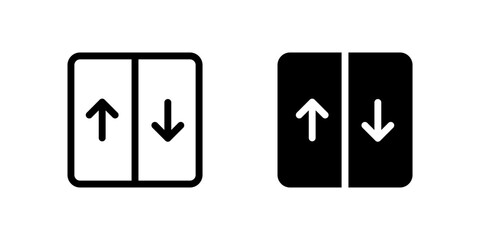 Elevator Icon Set. A black icon of an elevator, indicating vertical transportation in buildings or hotels.