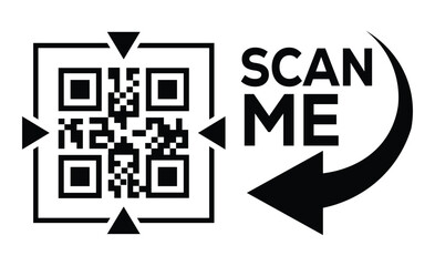 Minimalist black and white QR code centered with thin outline and crosshair targeting. 