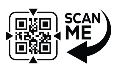 Minimalist black and white QR code centered with thin outline and crosshair targeting. 