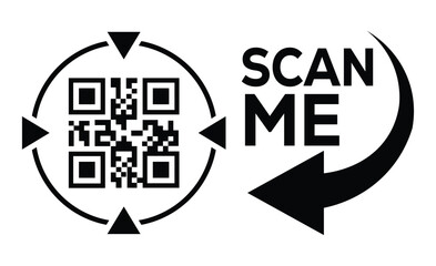 Minimalist black and white QR code centered with thin outline and crosshair targeting. 