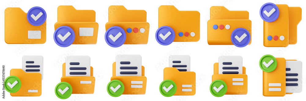 Poster 3d file folder data document information archive icon set bundle illustration