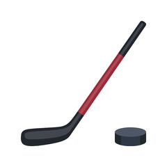 Ice Hockey Stick and Puck