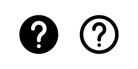 Help FAQ Icon Set. A black glyph and outline icon of a question circle, representing FAQ support.