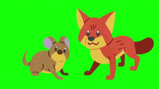 Cute Cat and Mouse Cartoon Animation &ndash; Green Screen Loop