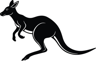 Stylized Kangaroo Silhouette Vector Illustration in Motion