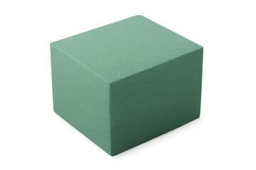 Fototapeta premium Saturated green floral foam block with spongy texture, holding water for flower stems, positioned against clear background