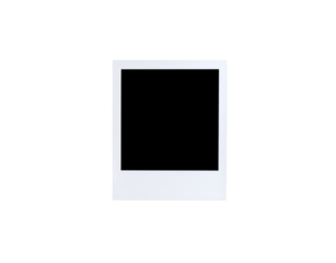Isolated White Instant Photo Frame with Square Center and Thick Border