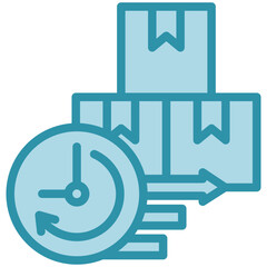 Delivery Time dual tone blue color, mini illustration icon. use for modern concept, print, UI, UX kit, web and app development. Vector related to product offering, marketing, business.