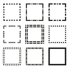 Square outlines icon. Rectangular shapes collection. Vector linear forms. Black frame elements.
