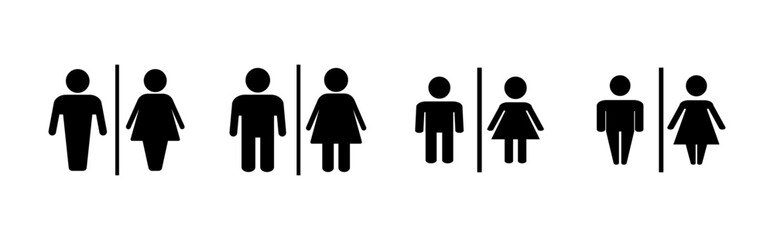 Toilet icon set. restrooms icon vector. bathroom sign. wc, lavatory