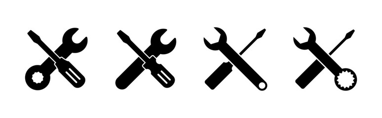 Repair tools icon set. tool icon vector. setting icon vector. Wrench and screwdriver. support, Service