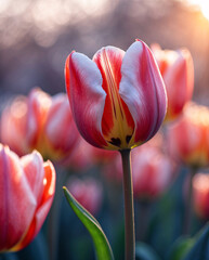 Natural macro photography of tulips showing white and pink petals blooming under calm afternoon sun aesthetic floral photography for wallpaper background