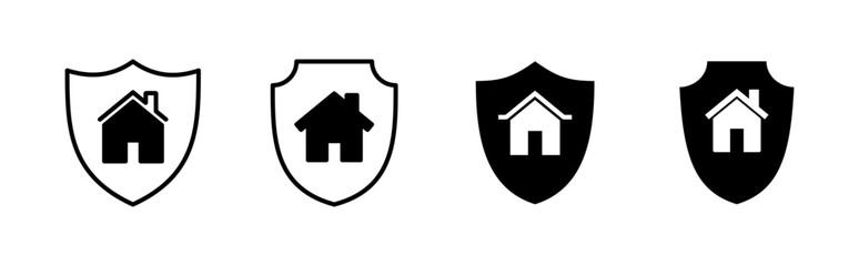 Home insurance icon set. home protection icon