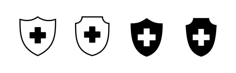 Obraz premium Health insurance icon set. Insurance health document icon