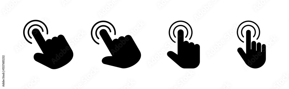 Poster hand cursor icon set. click icon vector. hand click. pointer