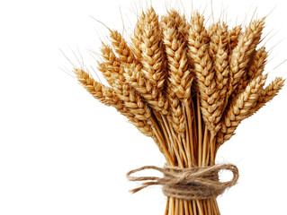 Isolated ears of wheat in harvest bundle, agricultural theme, isolated on a Transparent background, PNG file.