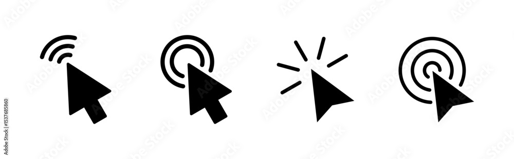 Poster click icon set. pointer arrow icon. cursor icon vector