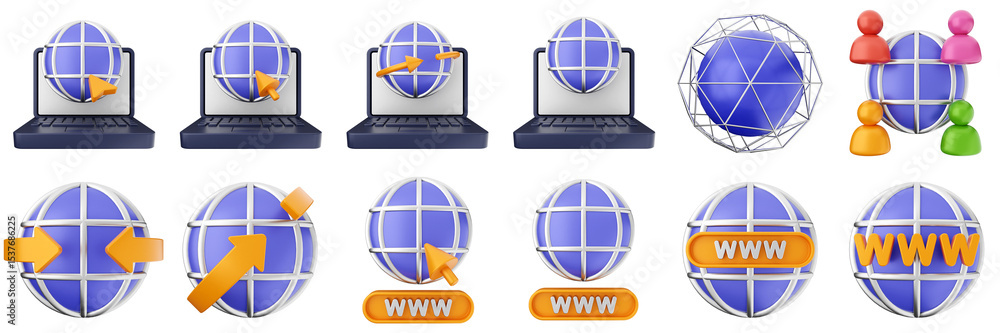 Poster 3d website webpage data digital communication icon set bundle illustration