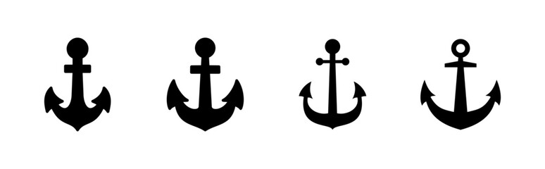 Anchor icon set. Anchor symbol logo. Anchor marine icon.