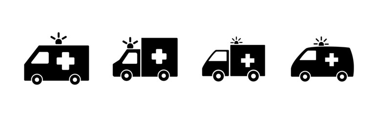 Ambulance icon set. ambulance truck icon vector. ambulance car