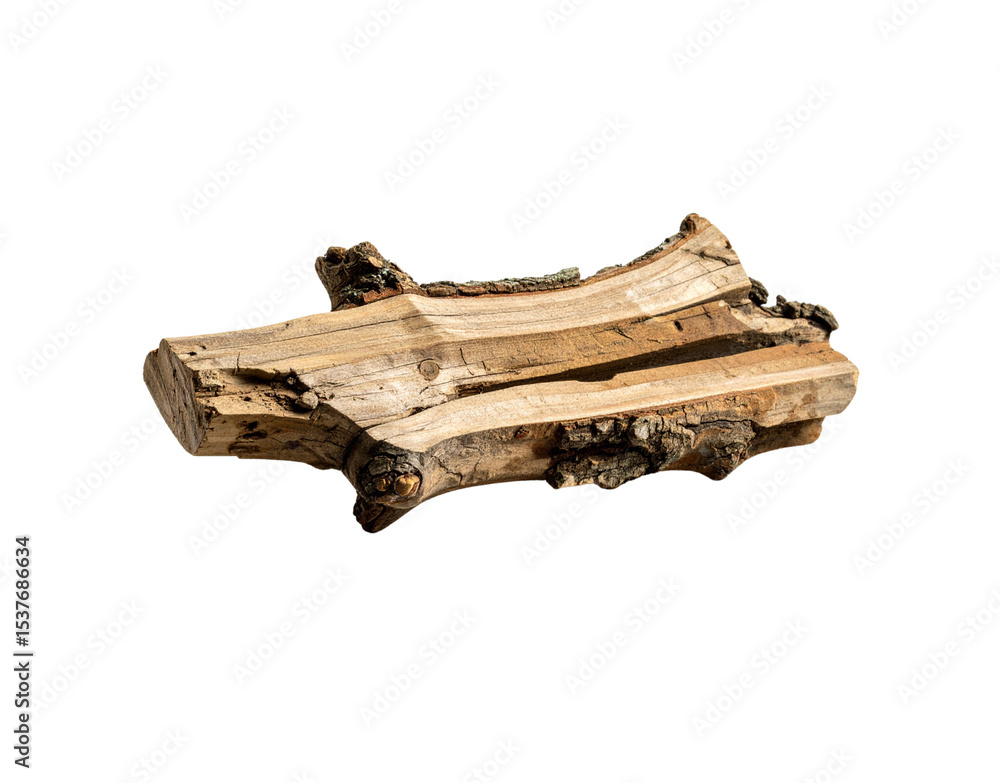 Poster weathered log segment with striations and bark fragments studio shot