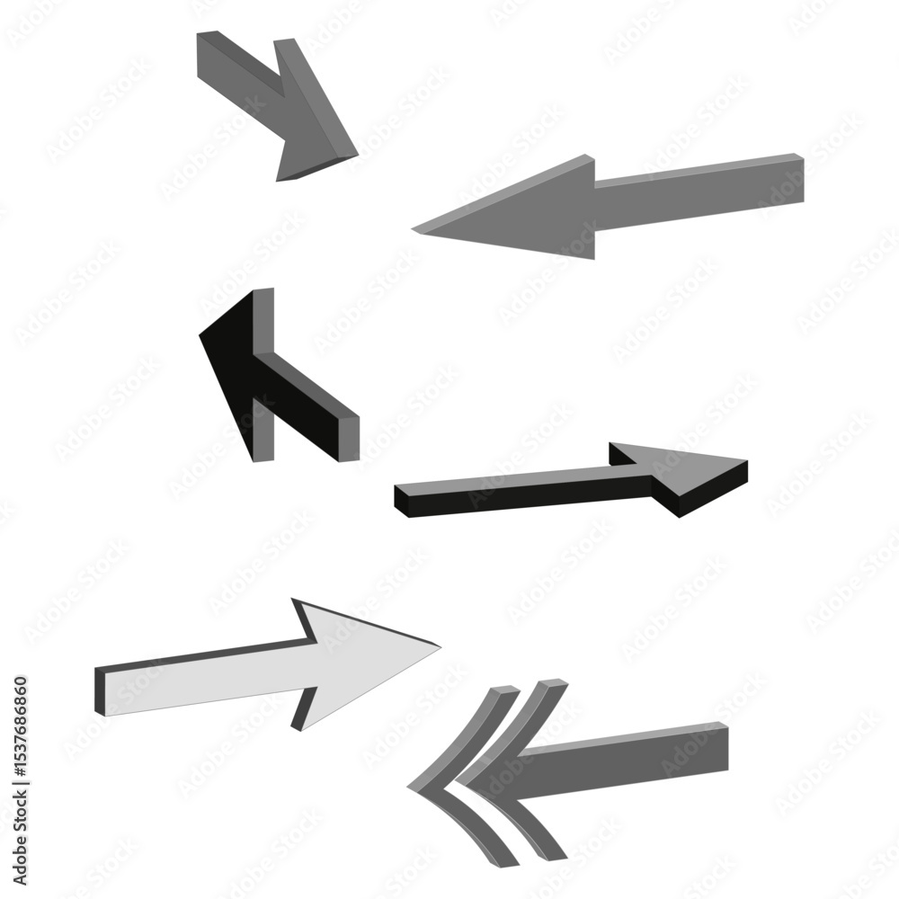 Poster arrow direction set. gray pointer collection. vector navigation symbols. directional indicator group