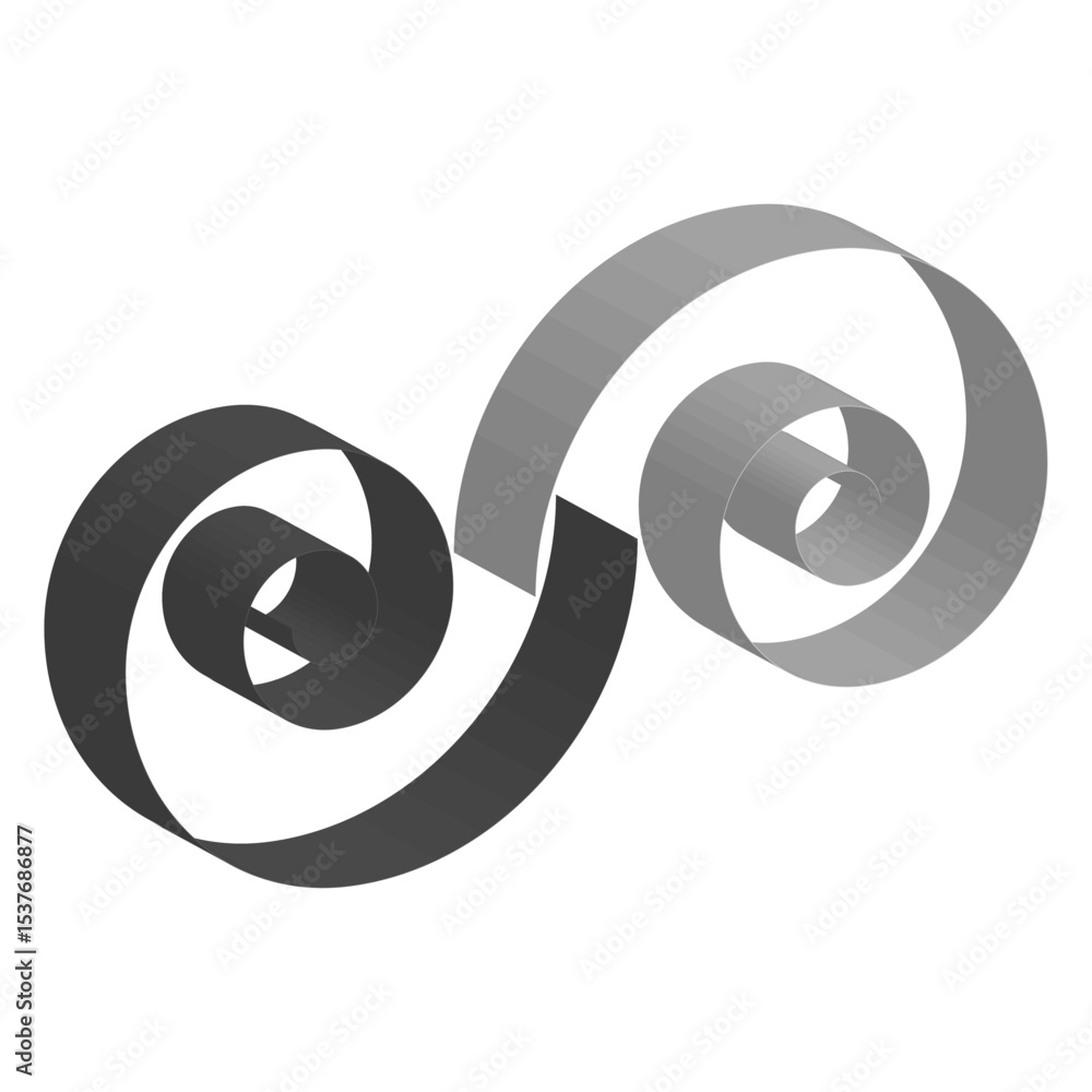 Poster curled spiral shape. looping swirl icon. decorative curve figure. vector motion graphic.