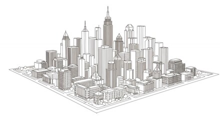Fototapeta premium Cityscape line drawing perspective