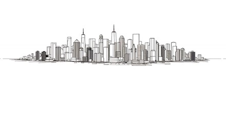 Fototapeta premium Hand drawn city skyline illustration