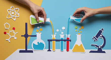Creative Science Experiment Education Concept with Paper Cutouts