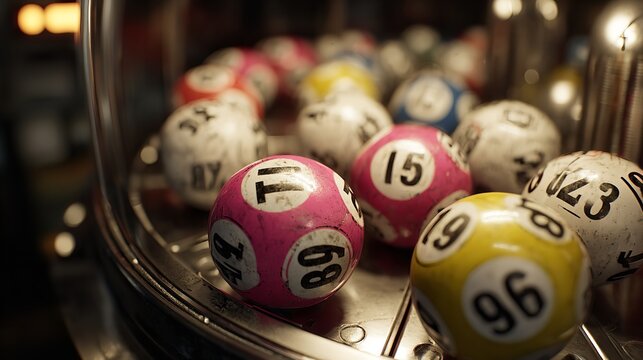 Balls with Numbers Rotate in a Lottery Machine.