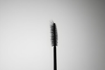 Black mascara brush against a plain background.