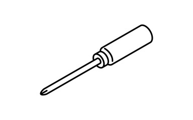 Simple and cute isometric line icon of Phillips screwdriver for car maintenance and mechanical tool illustration, black and white