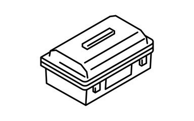 Simple and cute isometric line icon of toolbox for car maintenance and mechanical tools illustration, black and white